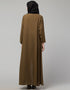 Modest Light Brown Front open with Zip Daily wear Basic Abaya Front View